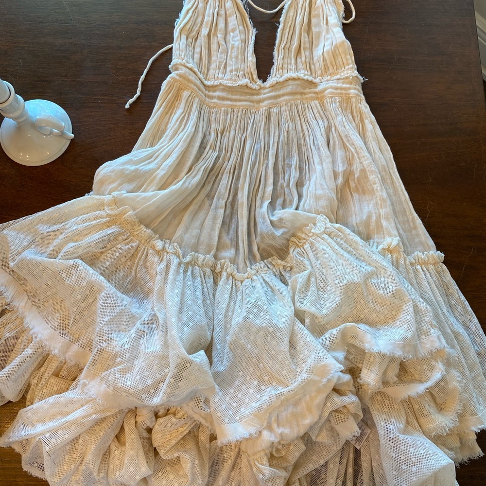 Free People Vintage Dress- Beige white, one size fits most.